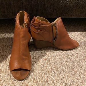 Real leather wedges